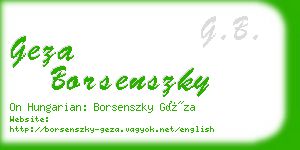 geza borsenszky business card